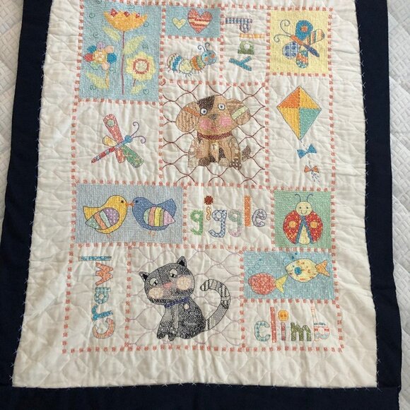 Handmade Cross Stich Baby Quilt #713-3 - Picture 2 of 8